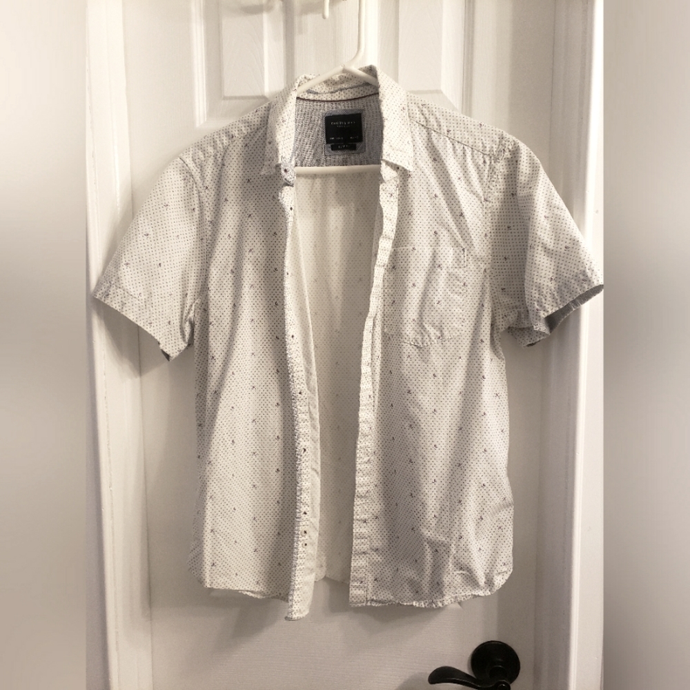 Cactus Man Ricky Singh Mens L Button-Up Shirt Slim Fit White w/ Sailboats